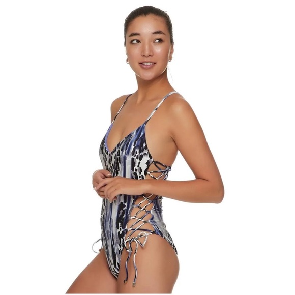 Rachel Roy Blue and Black Leopard Swimsuit Size S - Picture 6 of 9